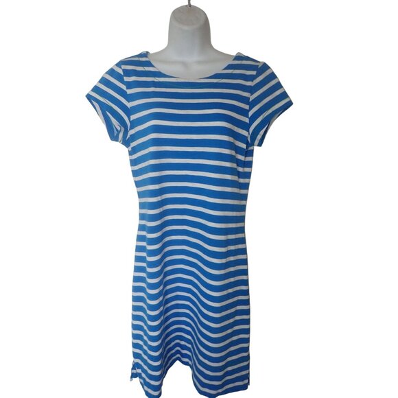 Hatley Blue & White Striped Dress‎ With Zipper Back Women S Preppy Casual Fun - Picture 1 of 7